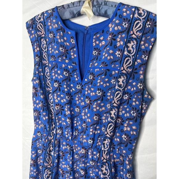 J Crew Silk Scarf Dress Blue Floral A-line Sleeveless Size 2 - Picture 2 of 8